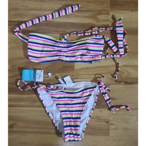 Women's 2 piece rainbow bandeau bikini set by El Cortes Ingles. Size Small.